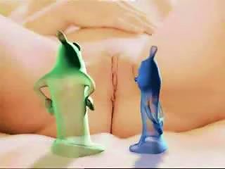 Cutie Gets Fucked By Funny Animated Condoms And A